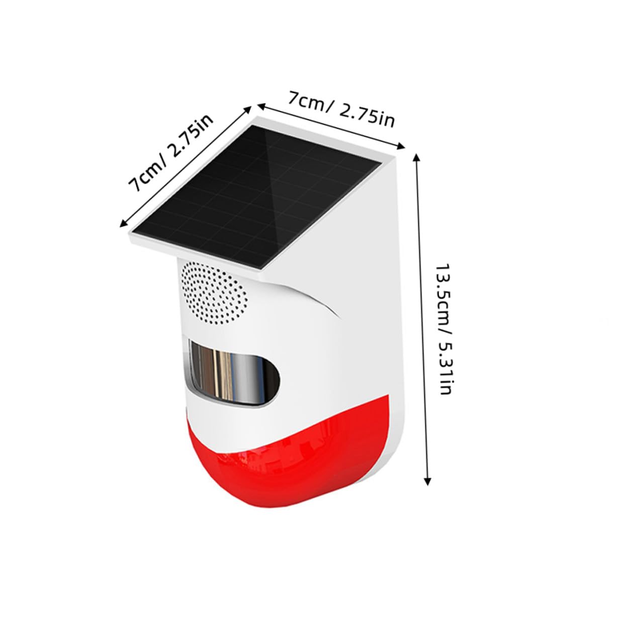 Allarme Infrarossi da Esterno Solare Rosso IP67 in ABS e Silicio | Sensore Infrarossi da Esterno Allarme Giardino, Allarme Forte, per Casa, 1 Pezzo
