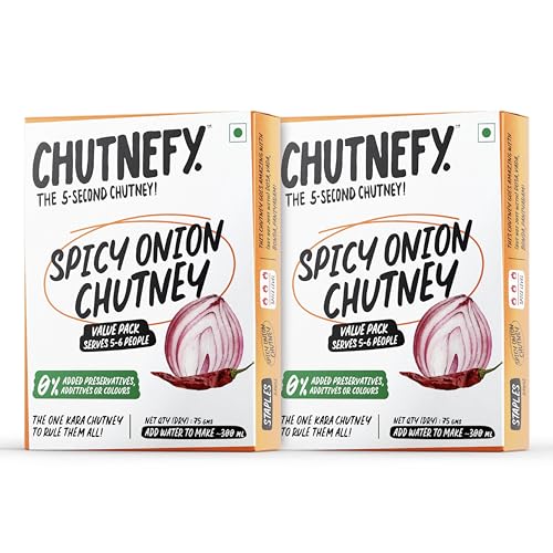 Image of Chutnefy Spicy Onion (Kara) Chutney | 75g Freeze-Dried Instant Dry Mix | Just Add Water to Make 5-6 Servings (300 g) Each | 2 x 75 g | 0% Preservatives or Additives