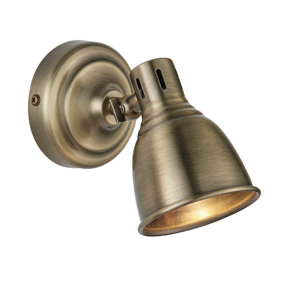 Westbury 1Lt Plate 3.5W Warm White Wall Mounted Spot Light Antique Brass Finish