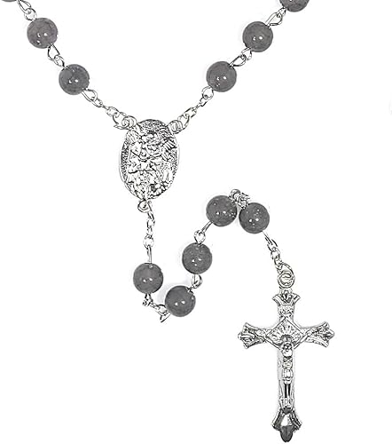 Miniatura 7 de Juego de regalo de rosario religioso. Incluye caja de rosario de metal y rosario a juego, Metal, No es una piedra preciosa