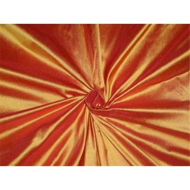 Soie Dupioni rouge et jaune 137 cm | Tissu de haute couture pour créations luxe