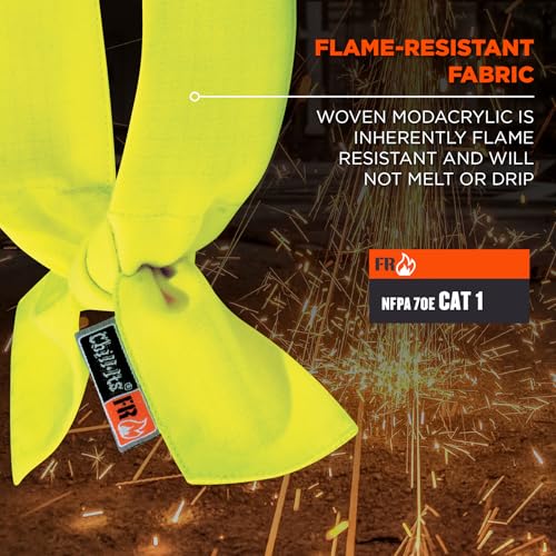 Image of Cooling Bandana, Fire Resistant, Evaporative Polymer Crystals for Cooling Relief, Tie for Adjustable Fit, Ergodyne Chill Its 6700FR,Lime