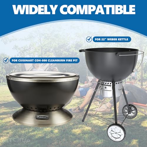 Image of SafBbcue Cast Iron Griddle & Grate for Weber 22 inch Kettle Charcoal Grill Accessories, Foldable Cooking Grate & Griddle for Cuisinart CHA-830 Cleanburn Fire Pit Cook Top, Outdoor Campfire BBQ Parts