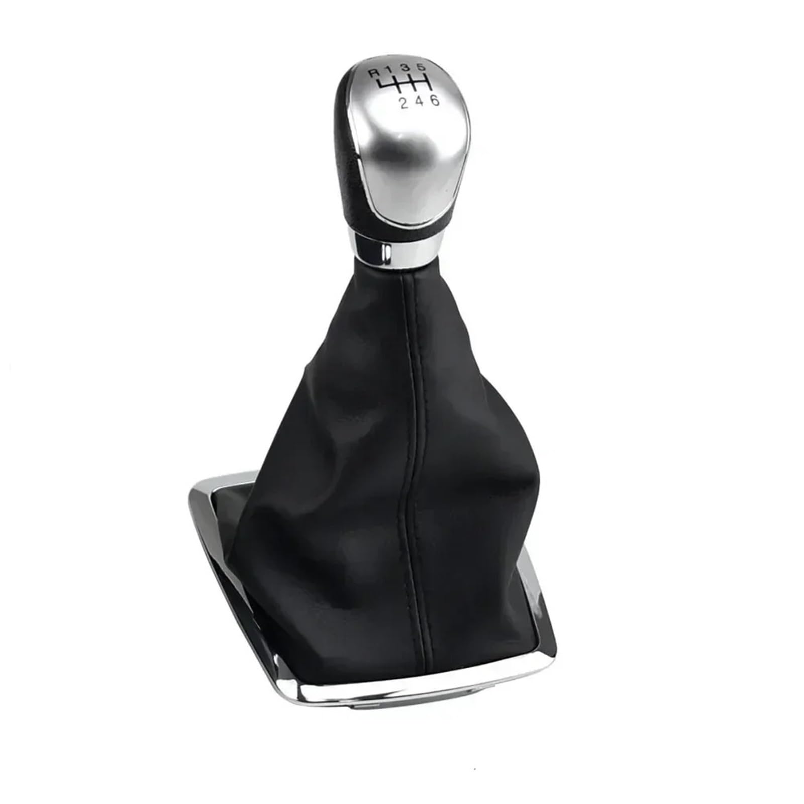 Tnbru Silver 6-Speed Gear Shift Head For Focus 2 Mk2 2005-2012 5/6 Speed Gear Shift Knob Lever Handball Gaiter Boot Leather Cover(Silver 6-Speed)