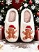 Christmas Slippers Holiday Slipper House Home Slipper for Women,Gingerbread Man Slipper