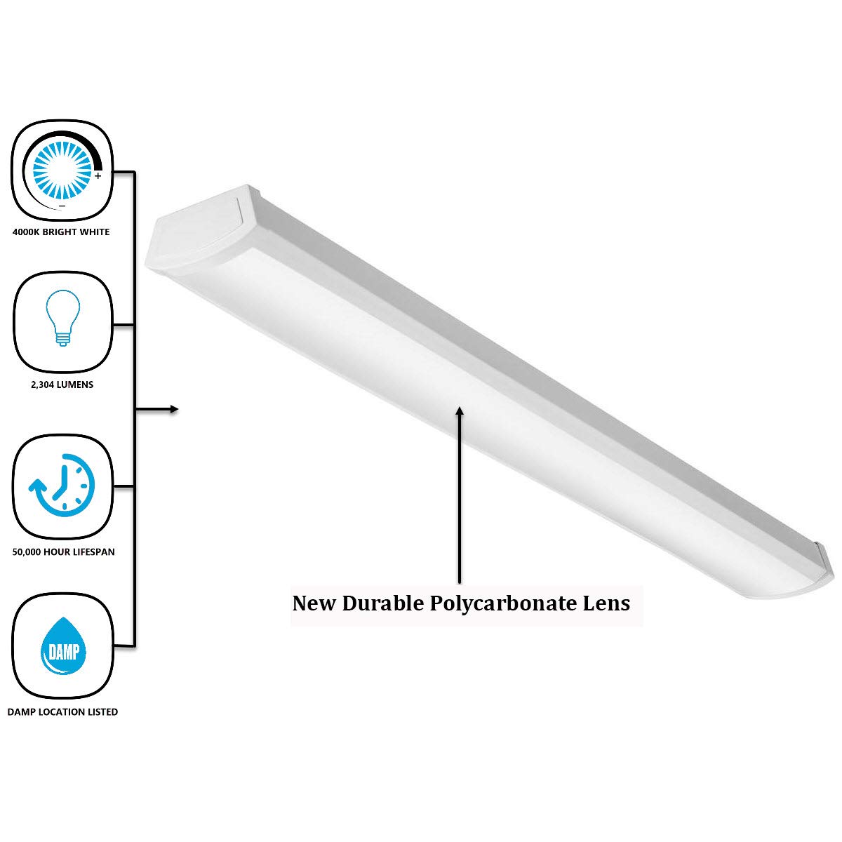 Lithonia Lighting FMLWL 48 840 LED Flush Mount Wraparound Light, 4-Foot, 4000k | Bright White