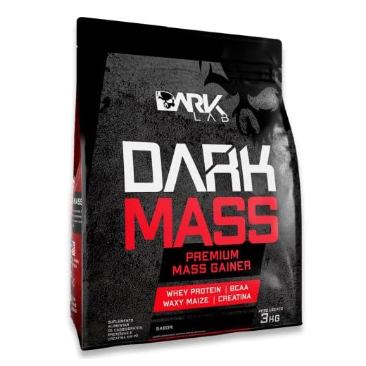 Dark Mass 3kg Hipercalórico Dark Lab (Baunilha) | Serve 20 Porçoes | Whey Protein | Creatina | Albumina | Waxy Maize | Zero Gordura | Ganho de Massa Muscular