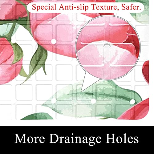 Tapis de bain antidérapant anti-chute pivoine avec ventouses
