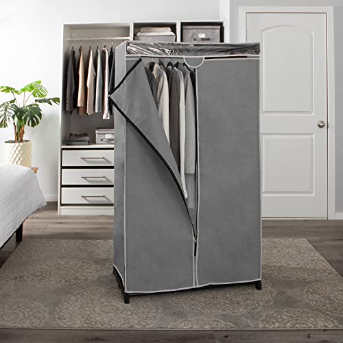 Simplify, Organizer, for Clothes and Accessories, Heavy Duty, Hanging Rod, Easy to Assemble in Grey 36" Wide Portable Closet (4062-GREY) by Simplify - Used condition - US$26.88