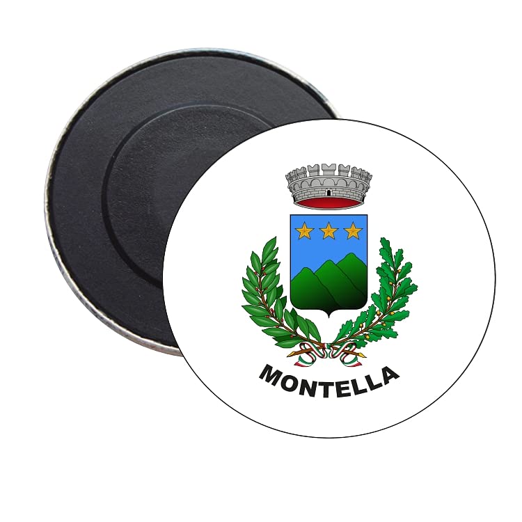 ROUND MAGNET. - MONTELLA ARMORIAL EMBLEM - HAZELNUT