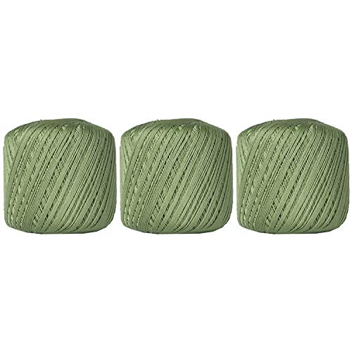 Image of ThreadArt 100% Cotton Crochet Thread Size 10, 3 Ball Pack, Avocado 10 | Soft pure cotton crochet thread for lace, doilies, amigurumi and crafts. Smooth finish with crisp stitch definition.
