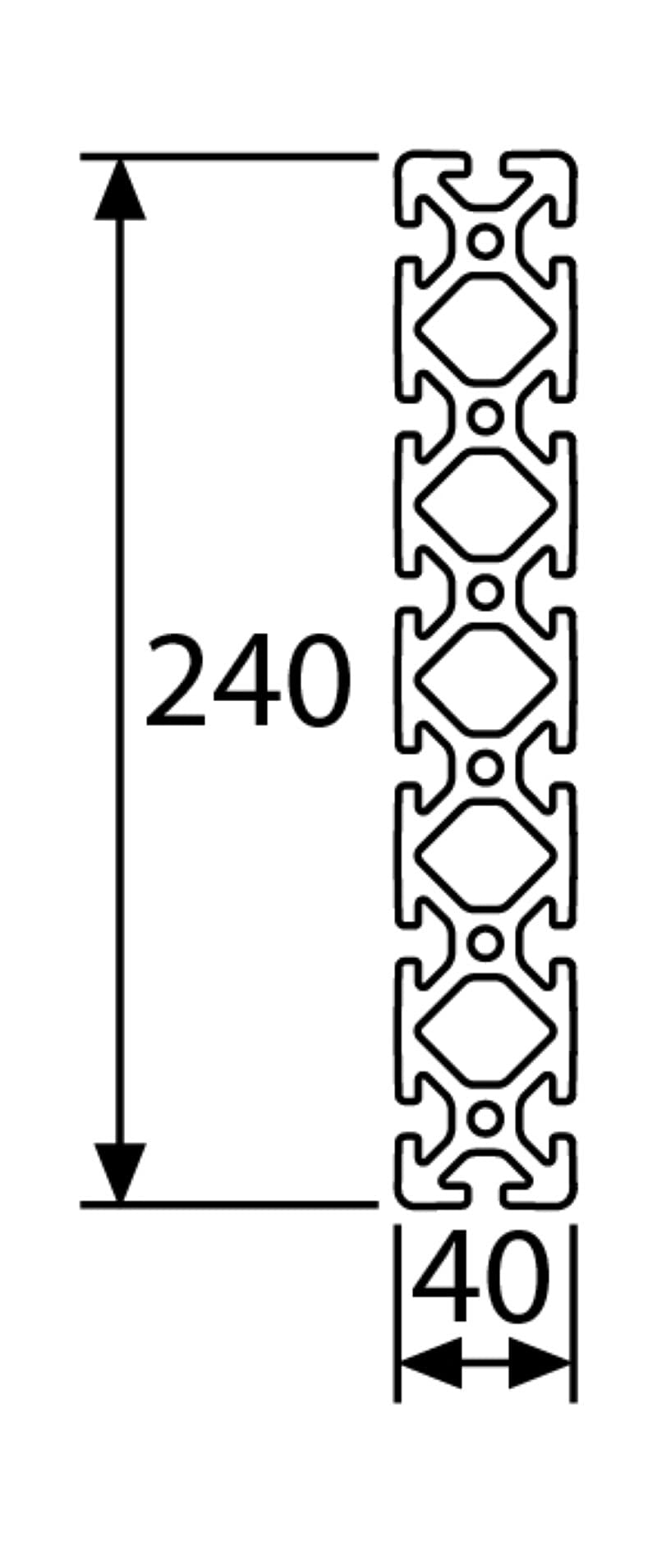 Aluminiumprofil 40x240S I-Typ Nut 8 (schwer), silber eloxiert. Aluminium Profil 40x240 Alu Profil 40 x 240 Montage- Systemprofil - Standardlänge 300mm