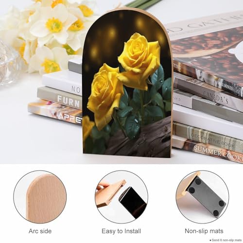 Sujetalibros de madera para estantes con tapones antideslizantes universales 5