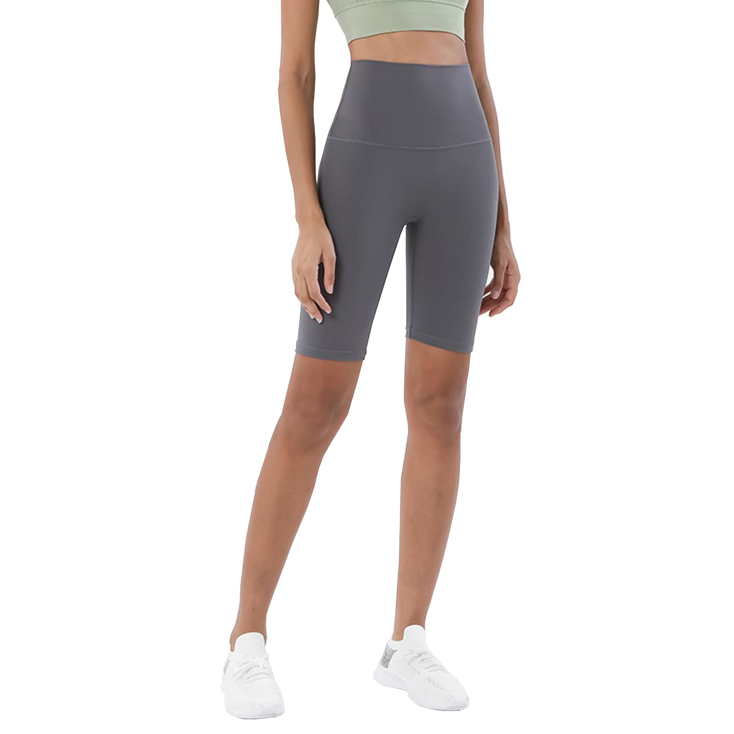 Little Hand Women's Femmes Taille Haute de Sport Compression, Hiking Pants, Leggings, Yoga Shorts, A-Gris Clair, L