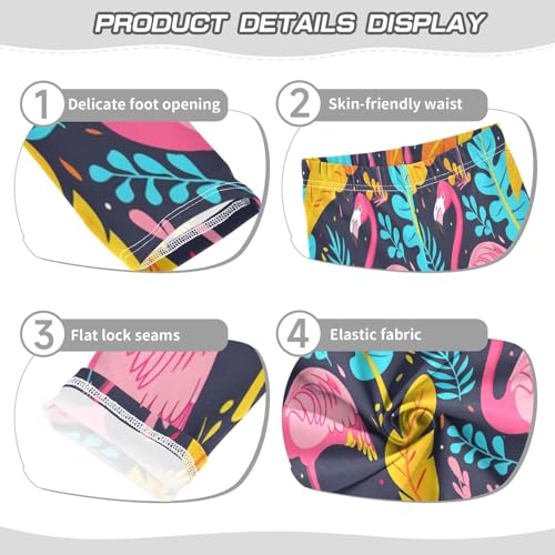 Bolaz Toddler Girls Leggings Printed Yoga Pants Leggings Pink Flamingo Blue Leaves for Kids3