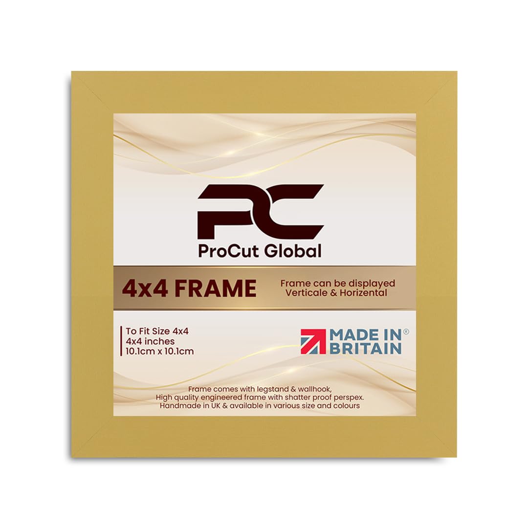 Procut Global 4X4 Mustard Yellow Picture Frames - Modern Wooden Photo Frame with Shatterproof Perspex for Wall or Tabletop - Perfect for Posters, Certificates, Prints - Sizes & Colors Available