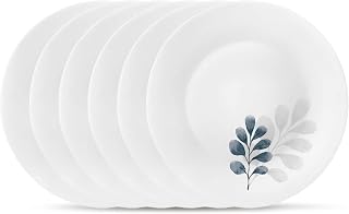 Bormioli Rocco Moon Botanica Blue 6-Piece 7.75" Dessert Plates - Tempered Opal Glass, Chip-Resistant, Dishwasher & Microwave Safe, Made in Spain