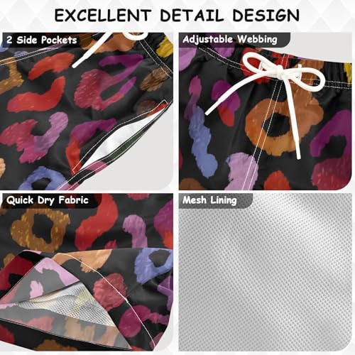 Boys Swim Trunks Colorful Leopard Print Cheetah Toddler Swim Shorts Beach Board Shorts Swimsuit3