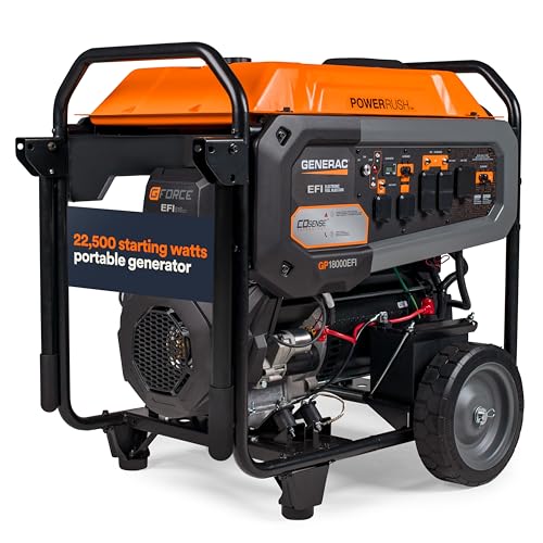 Image of Generac 22,500 Starting Watt Portable Gas Generator - Electric Start - Home Backup or RV Ready - Heavy Duty Frame - Quiet, Long Runtime, Emergency Power - 49-State Compliant