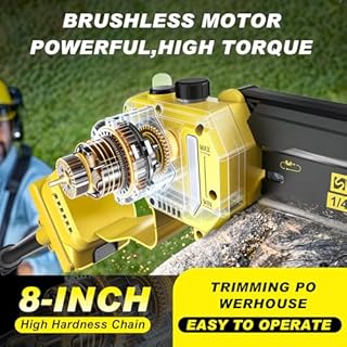 8 Pouces Mini Tronconneuse avec Perche & Secateur Electrique, 4-en-1 Ensemble d’Outils de Jardin avec 2 * 4000 mAh Batteries, Moteur Brushless, Portée Maximale Jusqu’à 4,2 m pour Jardinage/Arbres