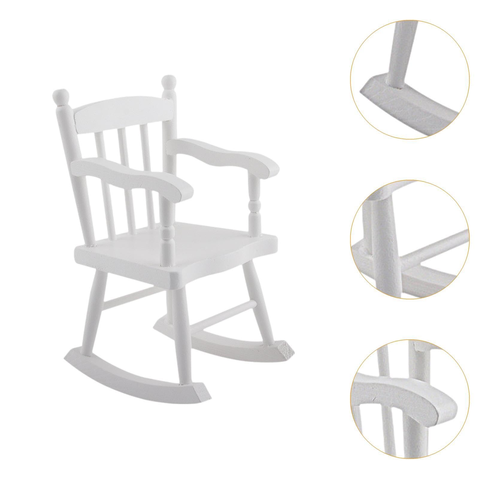 Sedia a Dondolo in 1/6 per Casa delle Bambole, Giocattolo per Scena di Camera da Letto in Miniatura, Mobili per Casa delle Bambole, Bianco