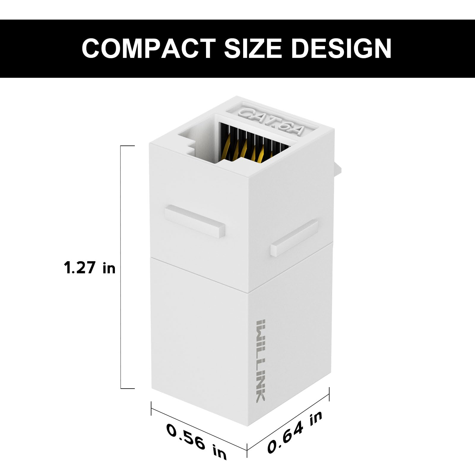 iwillink Acoplador Keystone RJ45 Cat6A, paquete de 25 unidades, conector Keystone Cat6a hembra a hembra, inserto de acoplador Keystone UTP, conector Keystone, acoplador Ethernet, blanco