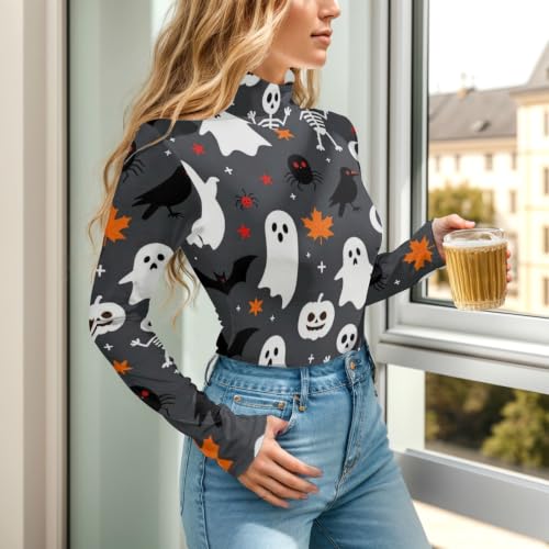 Camisetas moldeadoras para mujer GuoChe de manga larga con diseño de búho y cuello alto 4