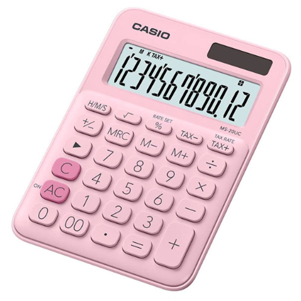 Casio MS-20UC-PK Kalkulator podstawowy, 12 cyfr, 1 linie, bateria/słoneczny, różowy