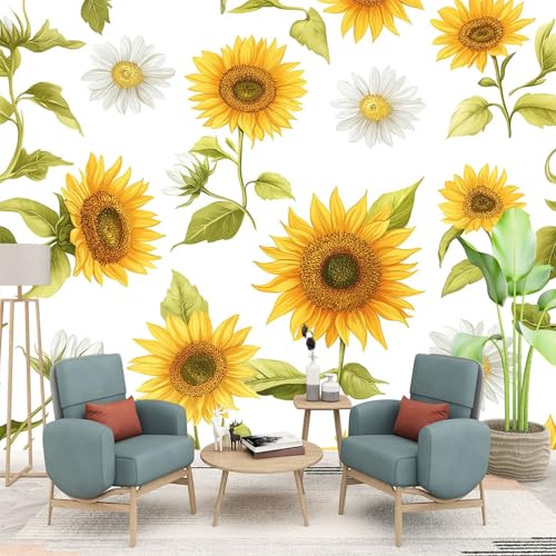 Papier peint intissé pour cacher un mur abîmé motif floral 400x280 cm