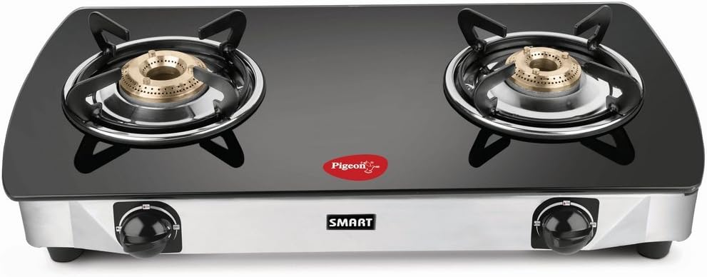 Pigeon by Stovekraft Blackline Glass 2 Burner Gas Stove, Black