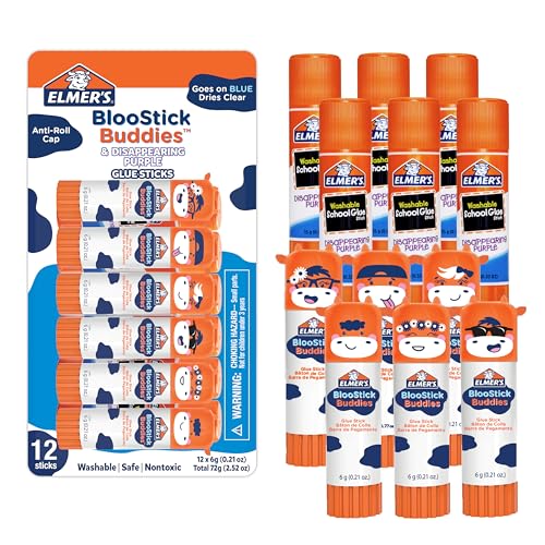Elmer's Glue Sticks Combo Pack, BlooStick Buddies & Disappearing Purple,