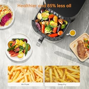 Air Fryer 11-in-1, Large 5.8 QT Airfryer with Easy View Windows, MAX 450℉ for Crispy, 85% Less Oil, Fast Roast, Preheat, Shake, Bake, Frozen, Non-Stick Basket for Easy Clean, With Professional Recipes Air Fryer 11 in 1 Large 58 QT Airfryer with Easy View Windows MAX 450 for Crispy 85 Less Oil Fast Roast Preheat Shake Bake Frozen Non Stick Basket for Easy Clean With Professional Recipes