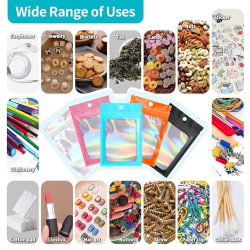 Mylar Bags 130 Stück Mylar Beutel Wiederverschließbare Geruchsdicht für Essen Süßigkeiten Schmuck Partygeschenke 7x10cm Schwarz