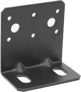 Black 4x4 Post Base Bracket with Reinforcement Ribs, Angle Brackets with Powder Coated for Wood Post to Deck or Concrete Ground, 11 Gauge, 10 Pack