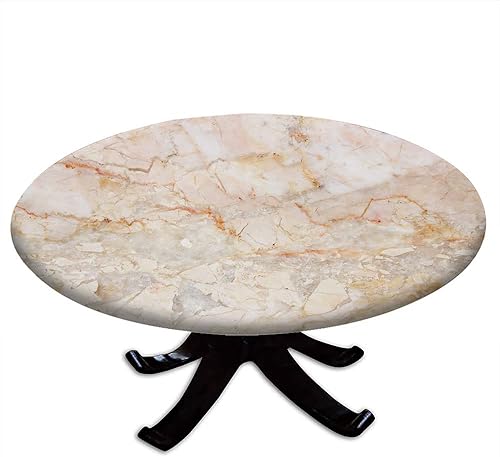 Mantel redondo de mármol con bordes elásticos, diseño de patrón de minas, fracturas naturales, impresión artística realista de superficie manchada,