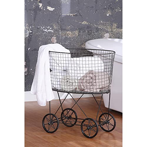 Creative Co-Op Vintage Metal Laundry Basket With Wheels 25" X 15" X 26 3/4" (W X D X H) #TOP2
