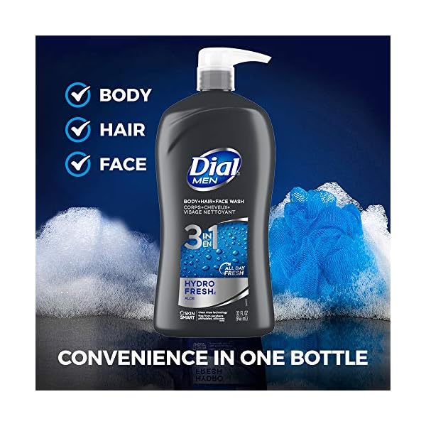 Dial Men 3in1 Body, Hair and Face Wash, Hydro Fresh, 32 fl oz