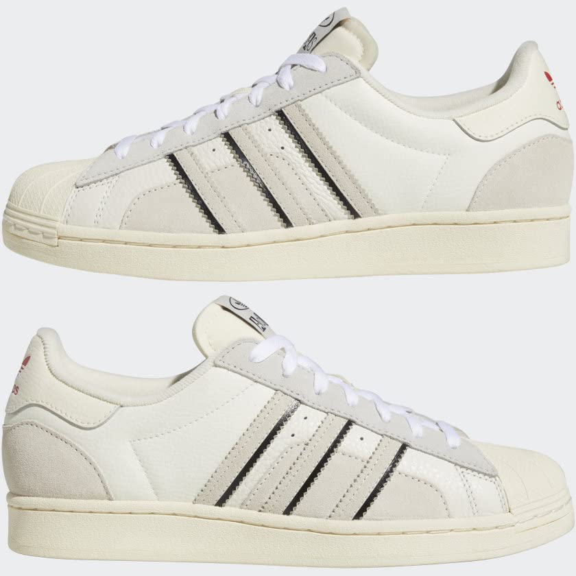 Image of adidas Superstar Mens Shoes Size 8.5, Color: Cloud White /Aluminium /Vivid Red