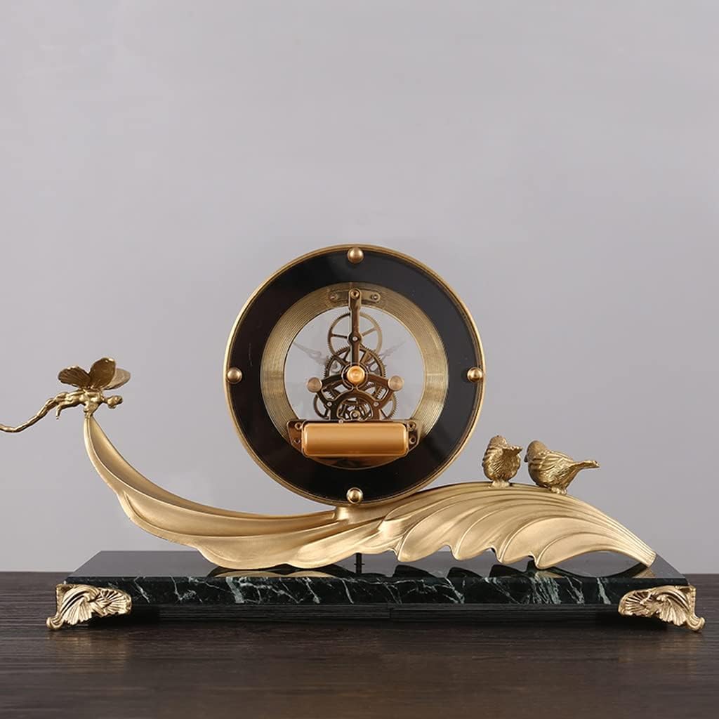 Table Clock Modern Light Luxury Brass Desk Clock Living Room Desktop Silent Clock Old-Fashioned Creative Ornaments Desktop Clocks and Watches Shelf Clock