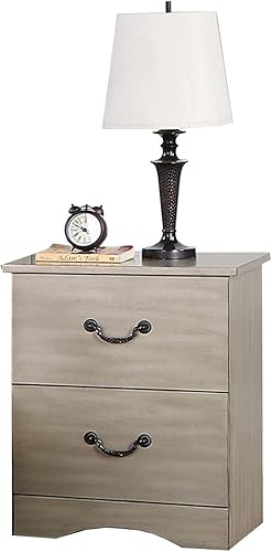 Miniatura 6 de Poundex Mesita de noche de 2 cajones con herrajes metálicos en cereza