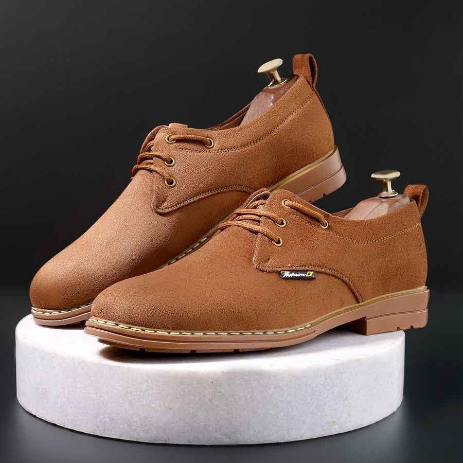 Image of WUGATTI Men's Suede Leather Lace-Up Casual Shoes Oxfords Walking, Office Comfortable and Classy Sneakers with Extra Comfort