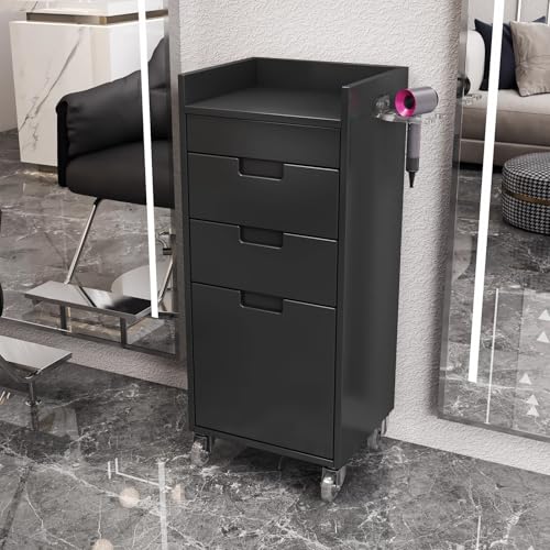 Mueble De Baño Para Inodoro Almacenamiento, Gabinete Multifuncional Con Ruedas, Estante De Baño, Unidad Organizadora De Papel Higiénico, Fácil De Mover(Black,40*35*86cm/15.7*13.8*33.8in)