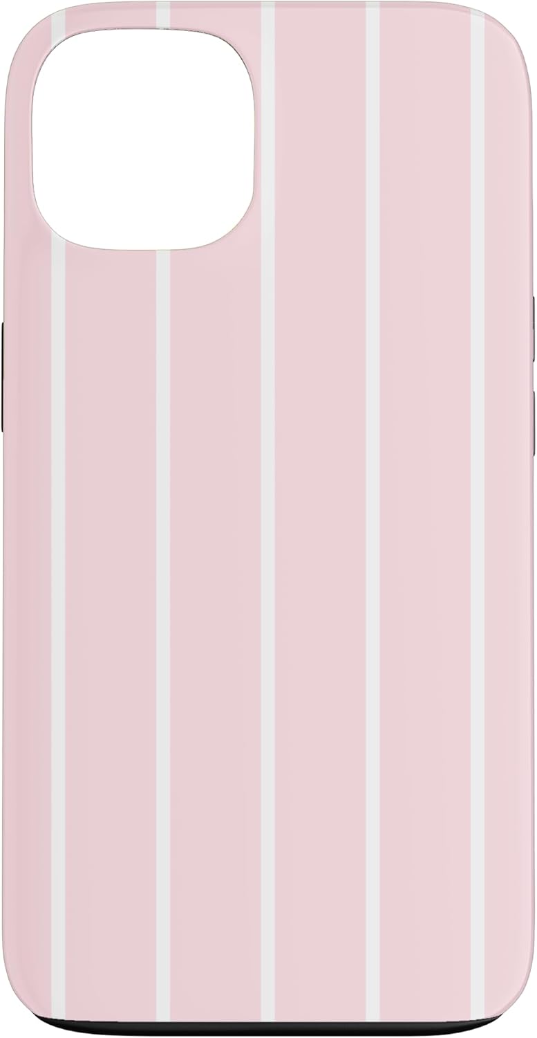 Blush Pink Stripes Thin Vertical White Lines Retro Decor Case for iPhone 16