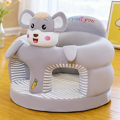 Image of Baby Seat Baby Sit up Chair Cartoon Animals Plush Sofa Seat Toddler Baby Learn to Sit up Chair Sofa Washable Cover for Back Head Support Sitting Infant Seat