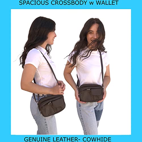 Cowhide Leather Women's Shoulder Purse Small Cross Body Organizer Bag with Many Pockets3
