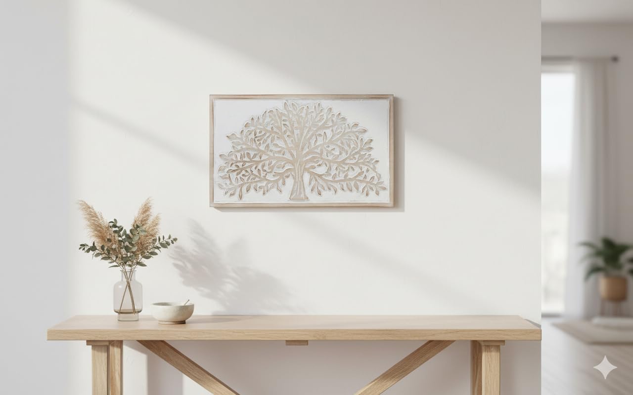 Vidal Regalos Tableau décoratif en bois représentant l'arbre de vie 40x25 cm