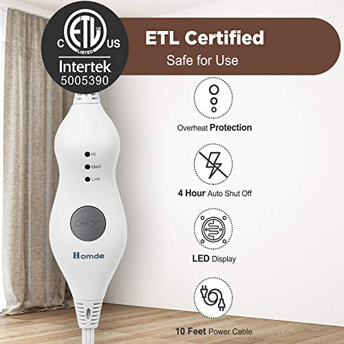 image for Homde Heated Electric Throw 50 Inch x 60 Inch Reversible Flannel/Sherp