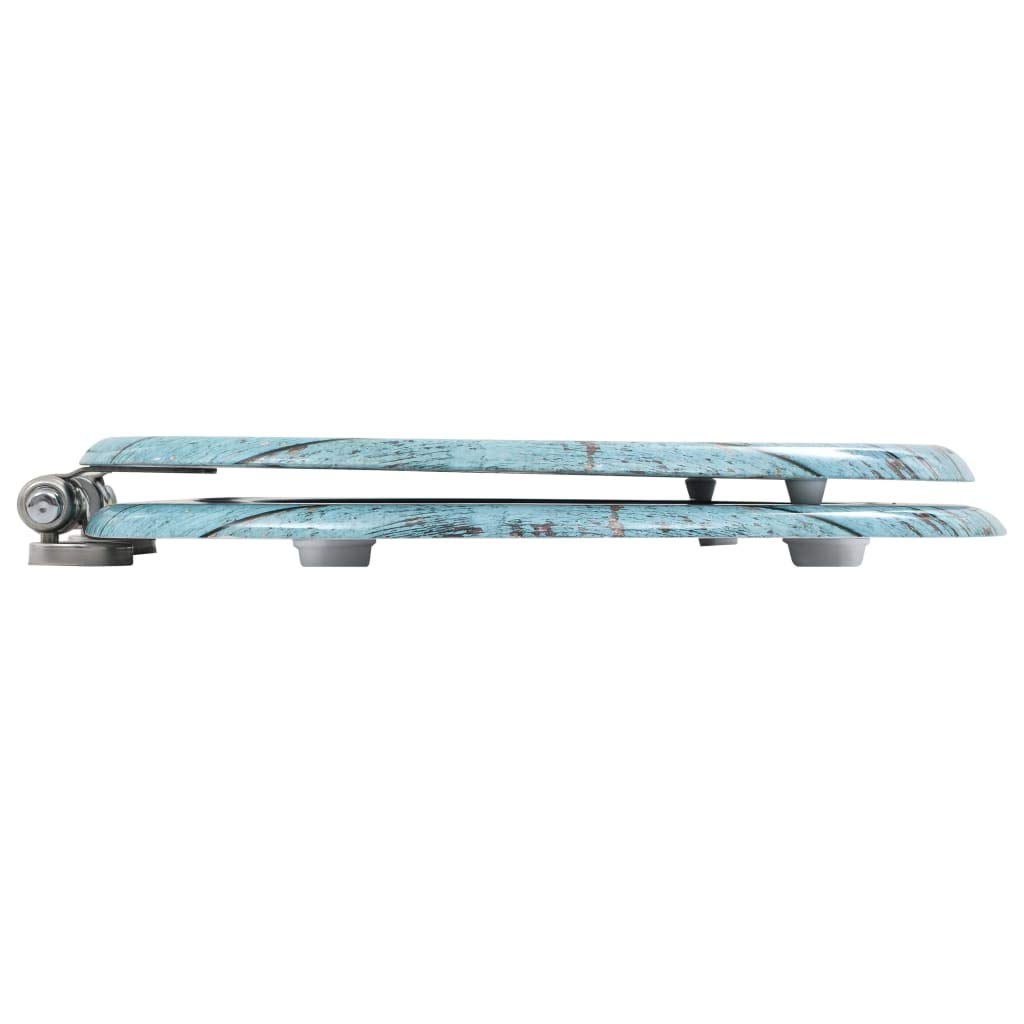 Tavoletta copriwater con abbassamento automatico, in MDF, design legno anticato, robuste cerniere in zinco cromato, larghezza regolabile 12-20 cm, adatto per comuni