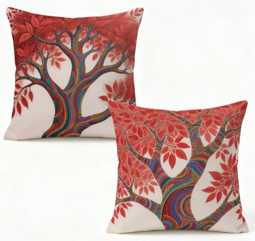 Funda de cojín 50x50 cm en lino rojo para renovar tu sofá con estilo natural 2