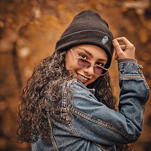 Halloween Cool Ghost Knit Beanie Hats For Men Women Emo Goth Gothic Grunge Perfect Best Birthday Presents Embroidered Spooky Graphic Warm Skull Beanies Cap Unisex For Winter #TOP5